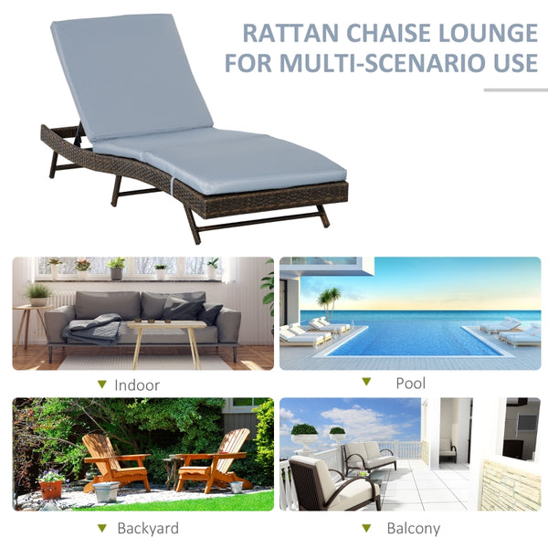Outdoor Patio Rattan Lounge Chair - Gray