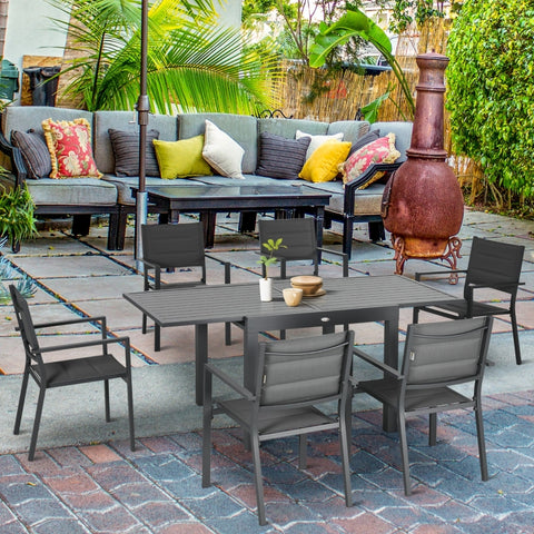 7pc Outdoor Patio Dining Table for 6 - Dark Gray