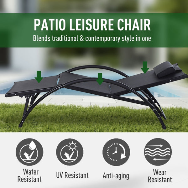 Outdoor Reclining Lounger Chair - Black