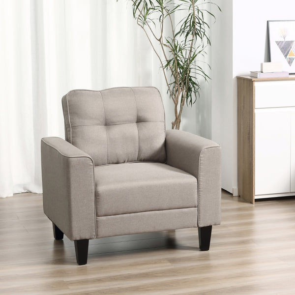 Button Tufted Accent Chair - Beige