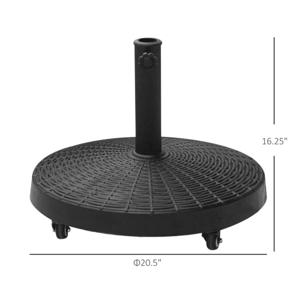 20.5" Resin Patio Umbrella Base with Wheels - Black