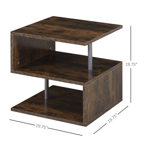 Wooden 3-Tier End Table Shelf - Oak Brown