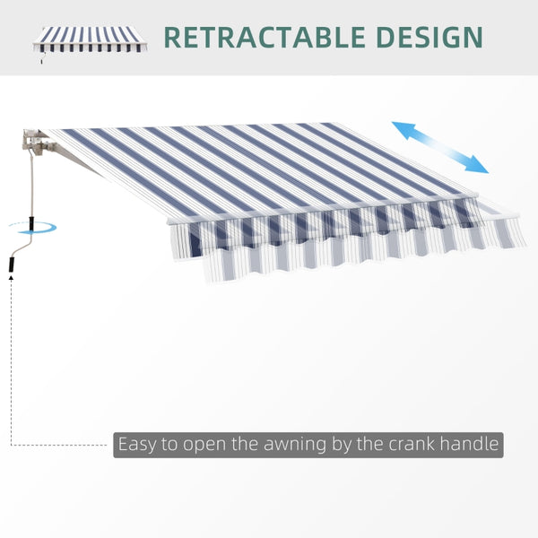 8'x7' Manual Retractable Patio Awning - Blue, White