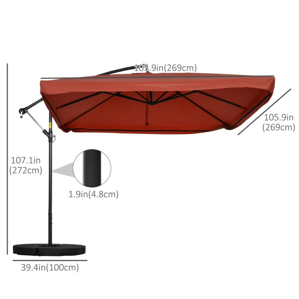 9ft Patio Offset Cantilever Umbrella - Wine Red