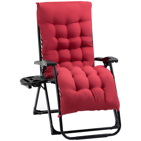 Padded Foldable Recliner Chair - Red
