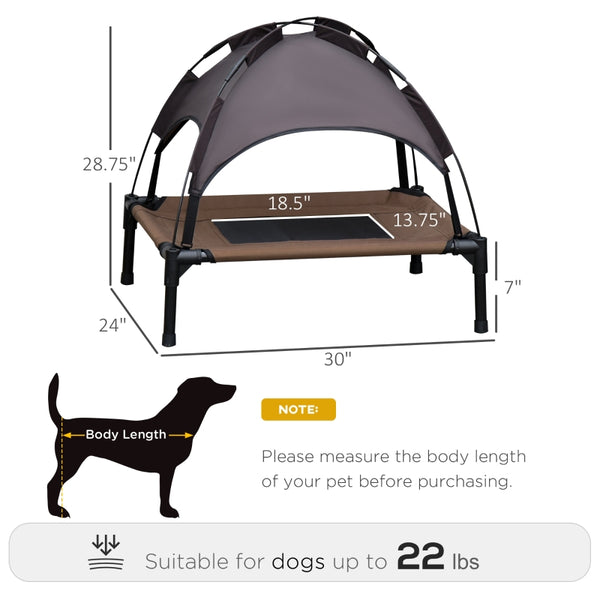 Elevated Portable Dog Bed with Canopy - Coffee