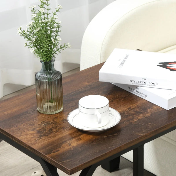 Industrial Side Table with Storage Shelf - Espresso