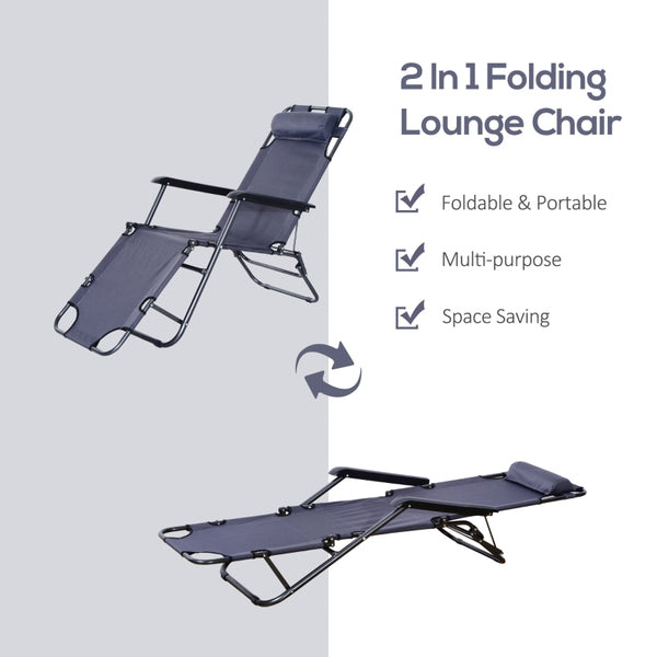 Foldable Chaise Lounge Chair - Gray
