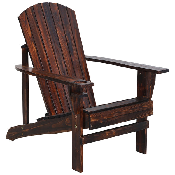 Outdoor Classic Wooden Adirondack Deck Lounge Chair - Brown