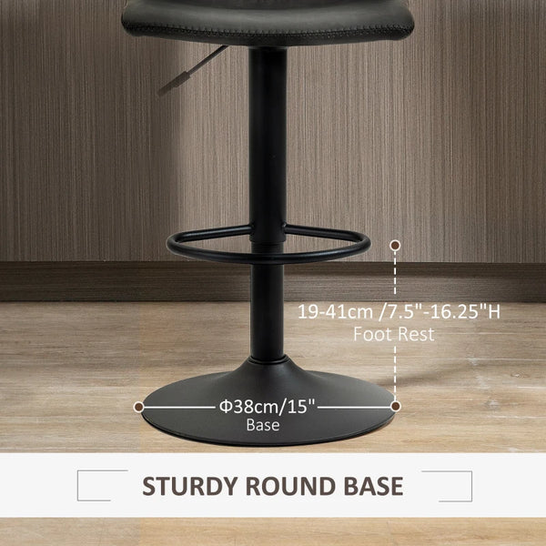 2 Adjustable Counter Height Bar Stools - Coffee Brown