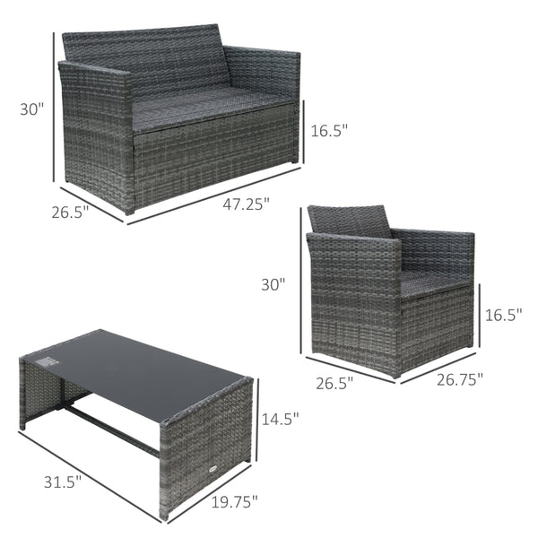 4pc Outdoor Patio Conversation Sofa Set - Gray