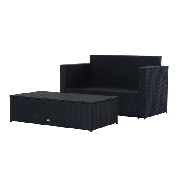 2pc Outdoor Wicker Patio Sofa Furniture Set