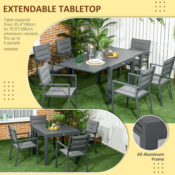 7pc Outdoor Patio Dining Table for 6 - Dark Gray