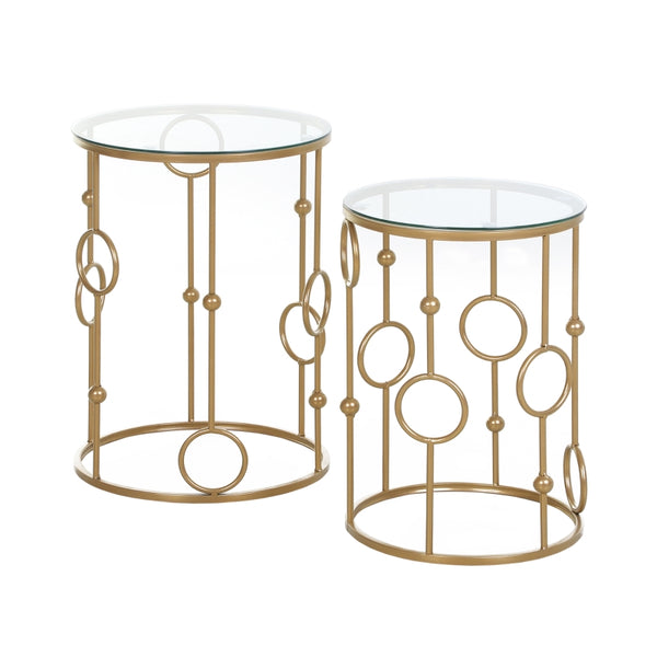 2pc Nesting Side Table Set - Gold