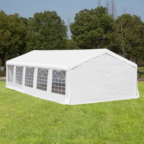 32x16 ft Large Steel Carport Canopy Tent with Removable Walls - White