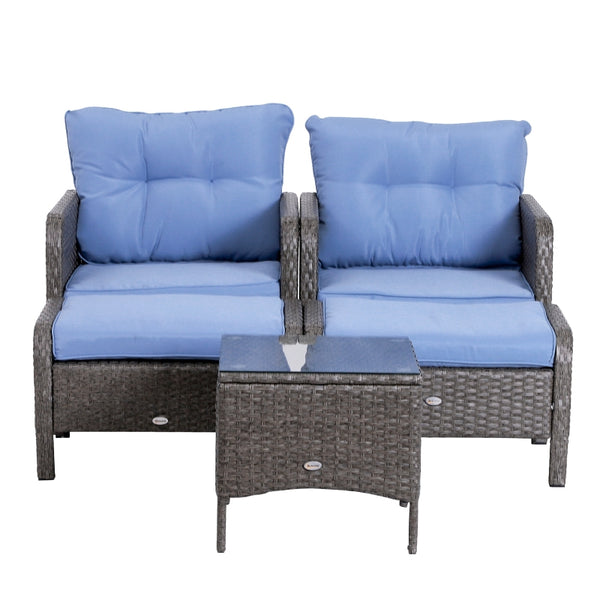 5pc Patio Rattan Furniture Set - Blue