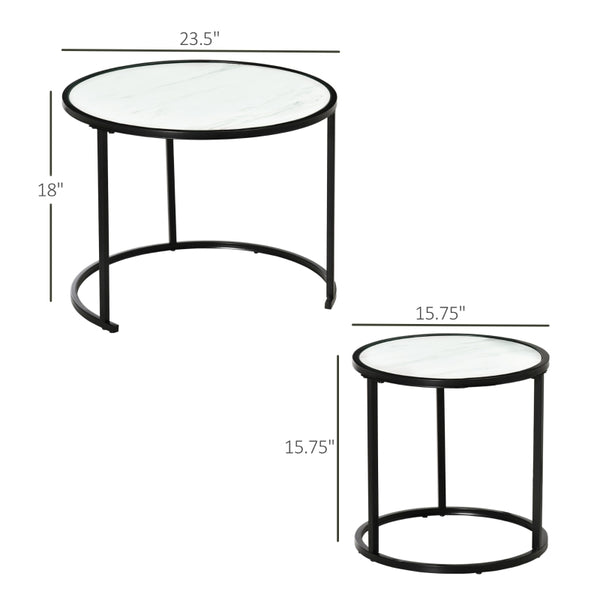 Set of 2 Round Nesting Coffee Tables - White