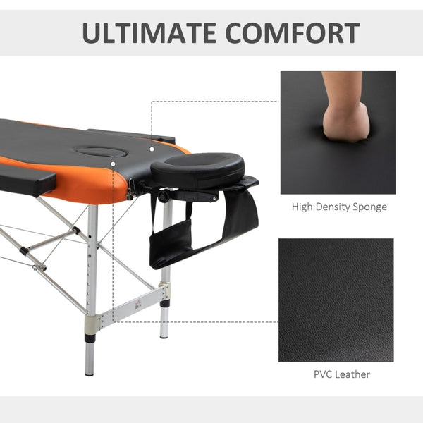 Ultra Portable Foldable Mobile Massage Table Bed - Orange Black