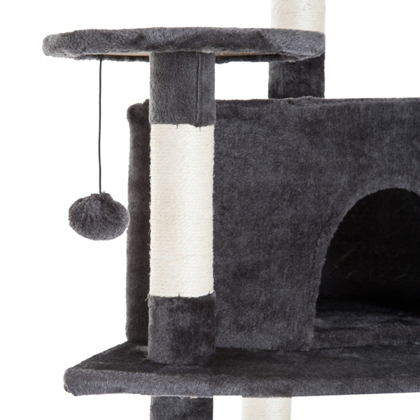 79" Deluxe Multilevel Cat Tree Condo Activity Centre with Toys - Dark Grey
