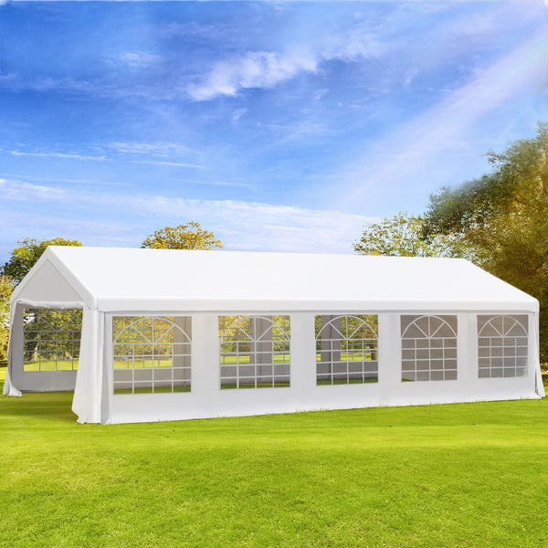 32x20 ft Large Steel Carport Canopy Tent with Removable Walls - White