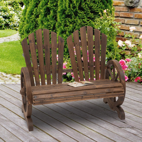 Outdoor Patio Wooden Bench - Carbonised Colour