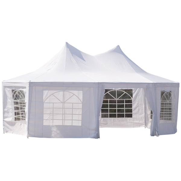 22x16 ft Octagonal Wedding Party Marquee Carport Canopy Tent with Removable Walls - White