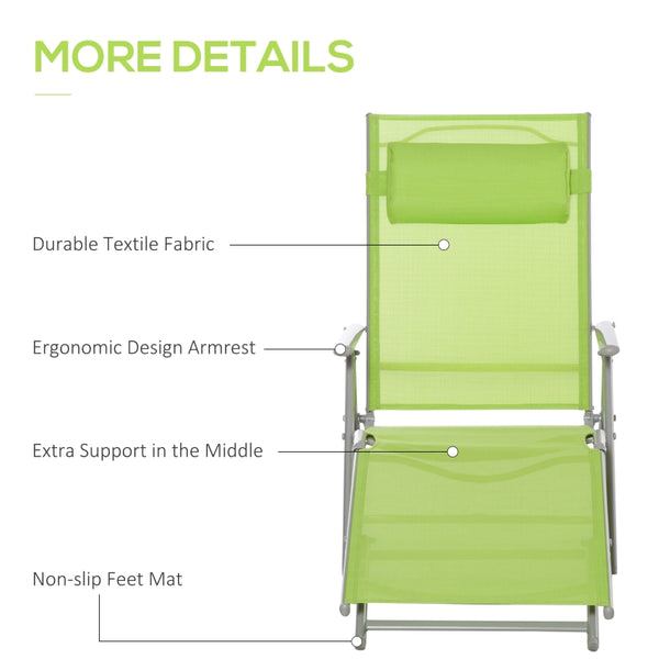 Outdoor Foldable Chaise Lounge Chair - Green