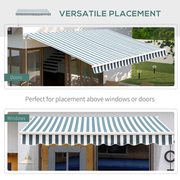 8.2' x 6.6' Manual Retractable Patio Awning - Green, White