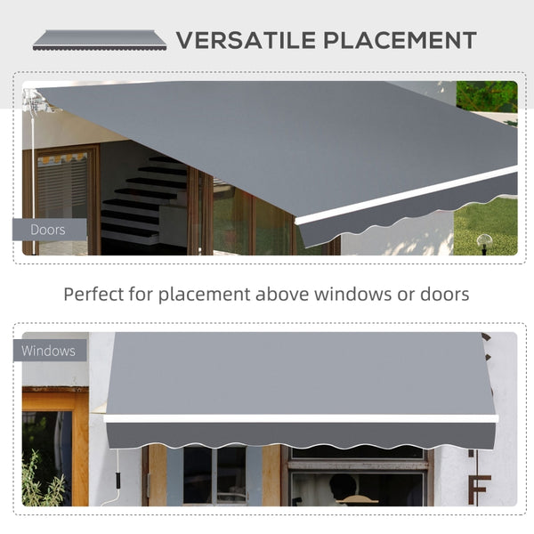 8.2 x 6.6 ft Manual Retractable Patio Awning - Gray