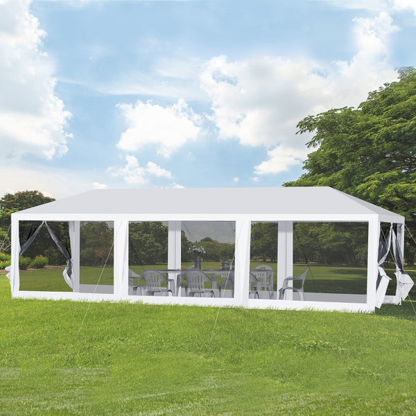 10x30 ft Party Canopy Tent with Mosquito Bug Mesh - White