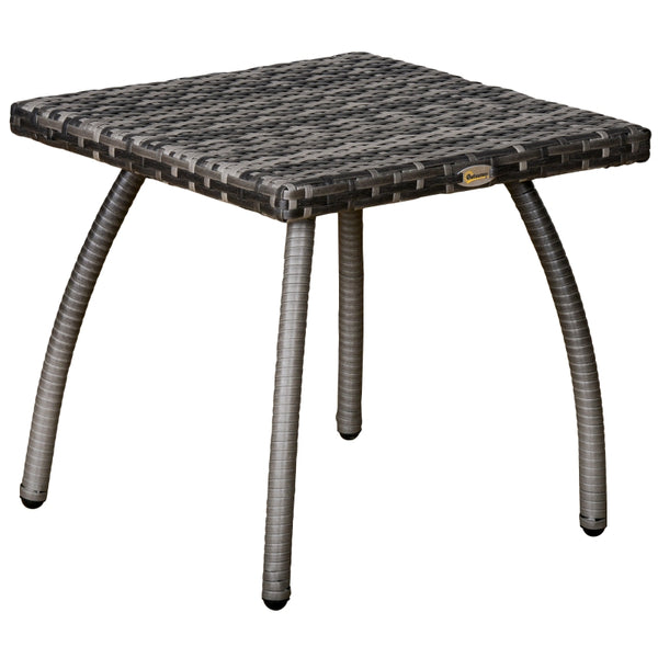 18" Patio Rattan Side Table - Gray