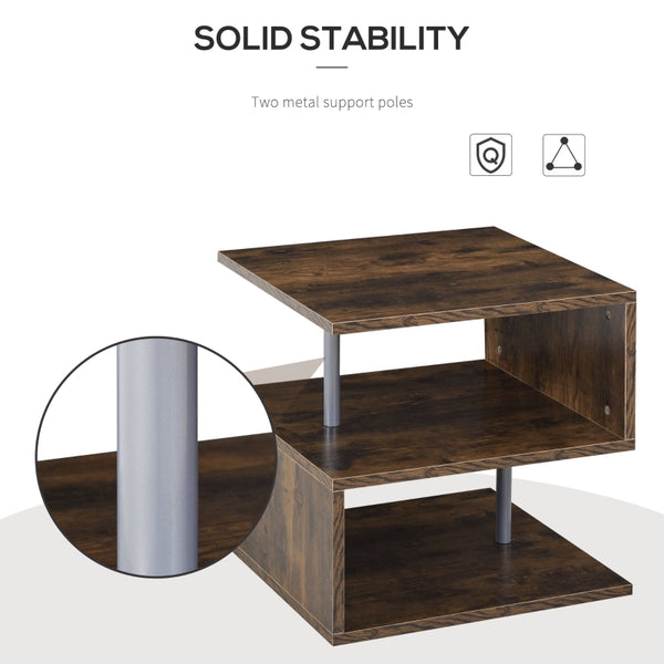 Wooden 3-Tier End Table Shelf - Oak Brown