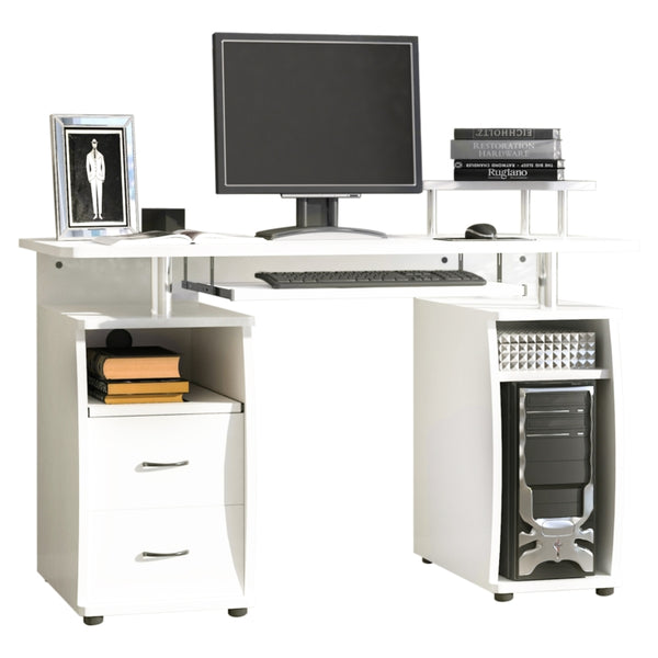 Computer Desk with Keyboard Tray - White