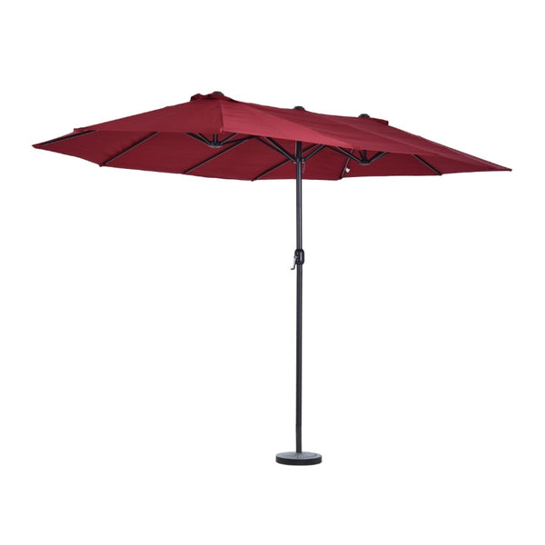 15' Outdoor Patio Umbrella with Twin Canopy - Red