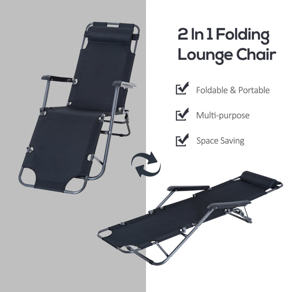 Foldable Chaise Lounge Chair - Black