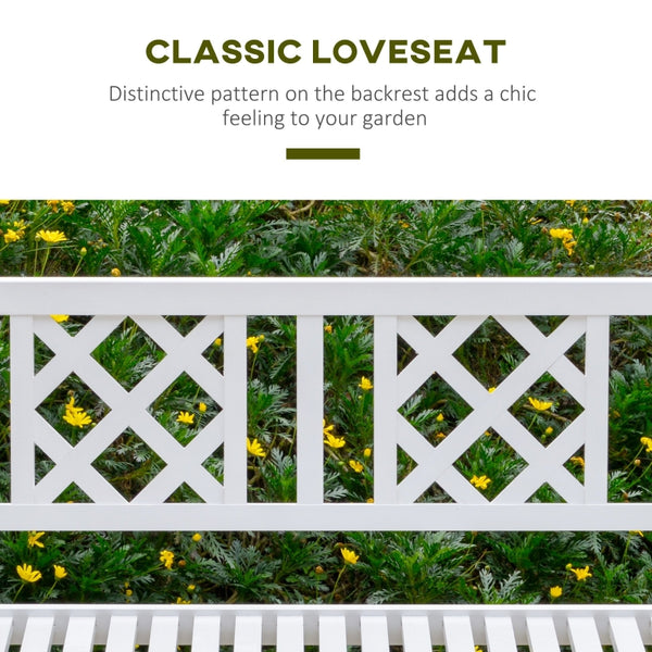 2-Seater Foldable Garden Bench - White