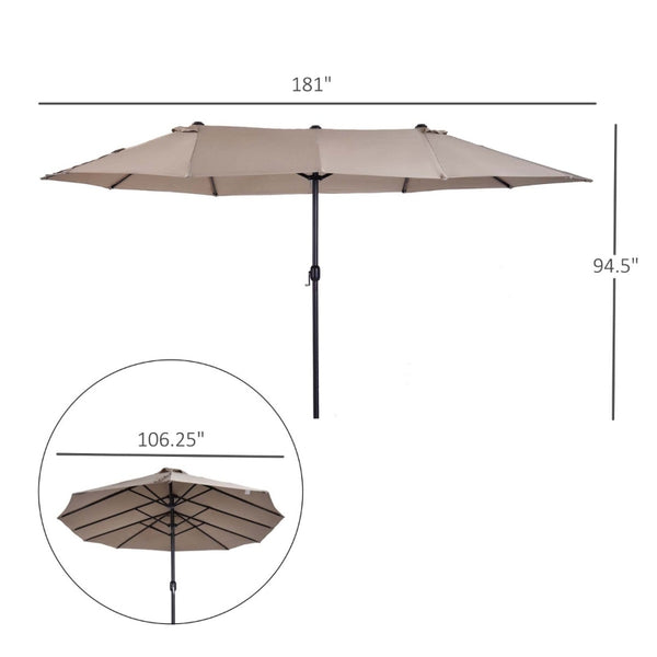 15' Outdoor Patio Umbrella with Twin Canopy - Tan