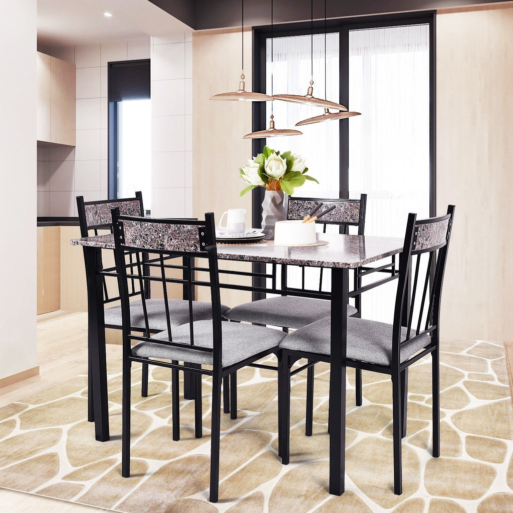 5pc Faux Marble Dining Table Set