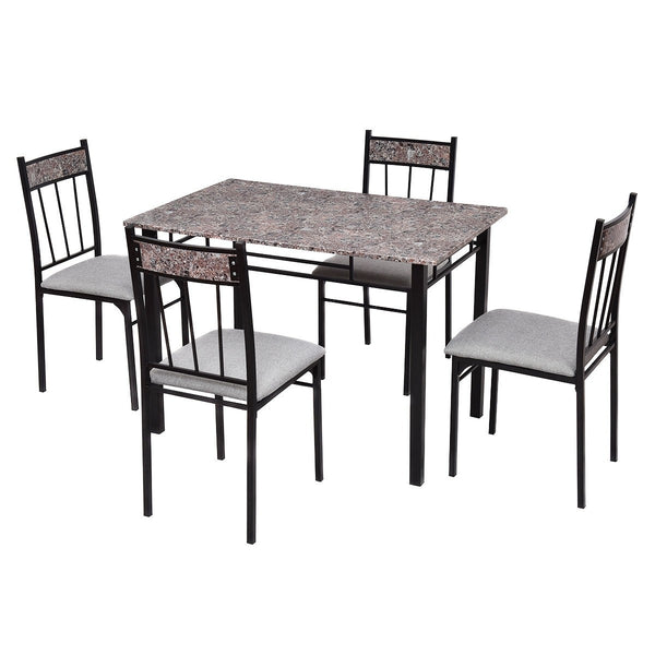 5pc Faux Marble Dining Table Set