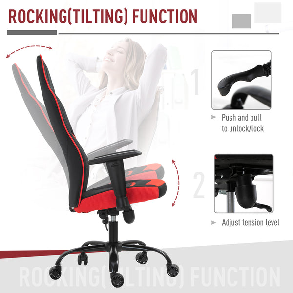 Adjustable High Back Gaming Home Office Chair - Red