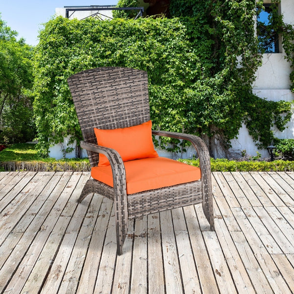 Outdoor Rattan Adirondack Deck Chair - Orange
