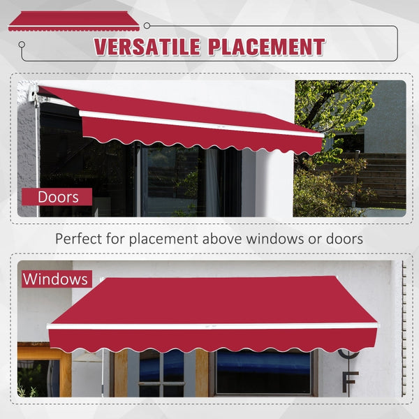 13'x8' Manual Retractable Patio Awning - Wine Red