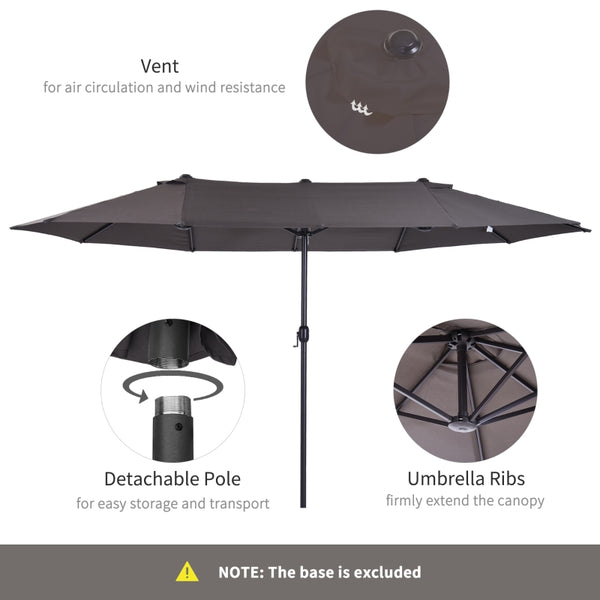 15' Double-Sided Outdoor Patio Umbrella Parasol - Gray