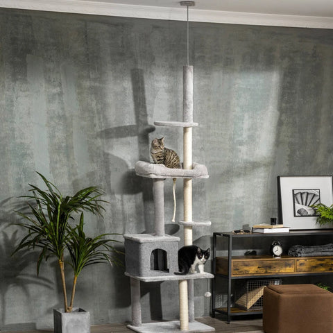 86.4-102'' Adjustable Floor to Ceiling Cat Tree - Grey