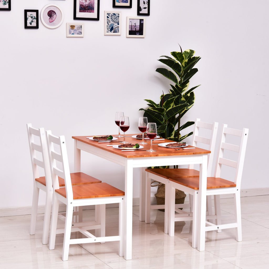 5pc Dining Table - White / Honey