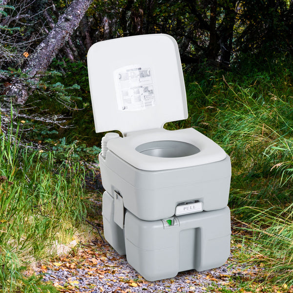 20L Outdoor Camping Portable Toilet - Grey