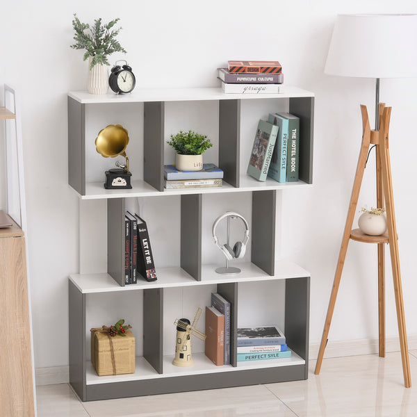 3-Tier Multifunctional Bookcase - Grey White