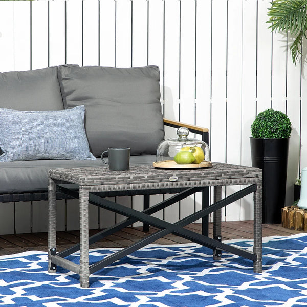 Outdoor PE Rattan Side Table - Mixed Gray