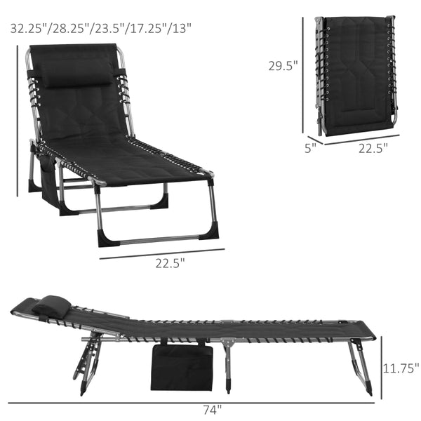 Foldable Chaise Lounge Chair - Black