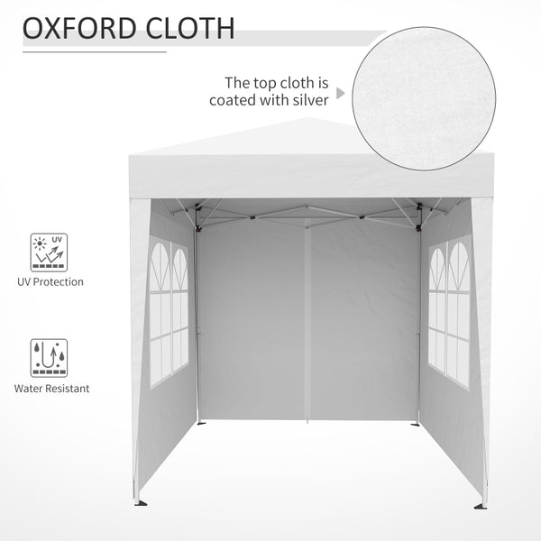 06x06 ft Easy Folding Pop Up Wedding Party Pavilion Canopy Tent with 4 sidewalls - White